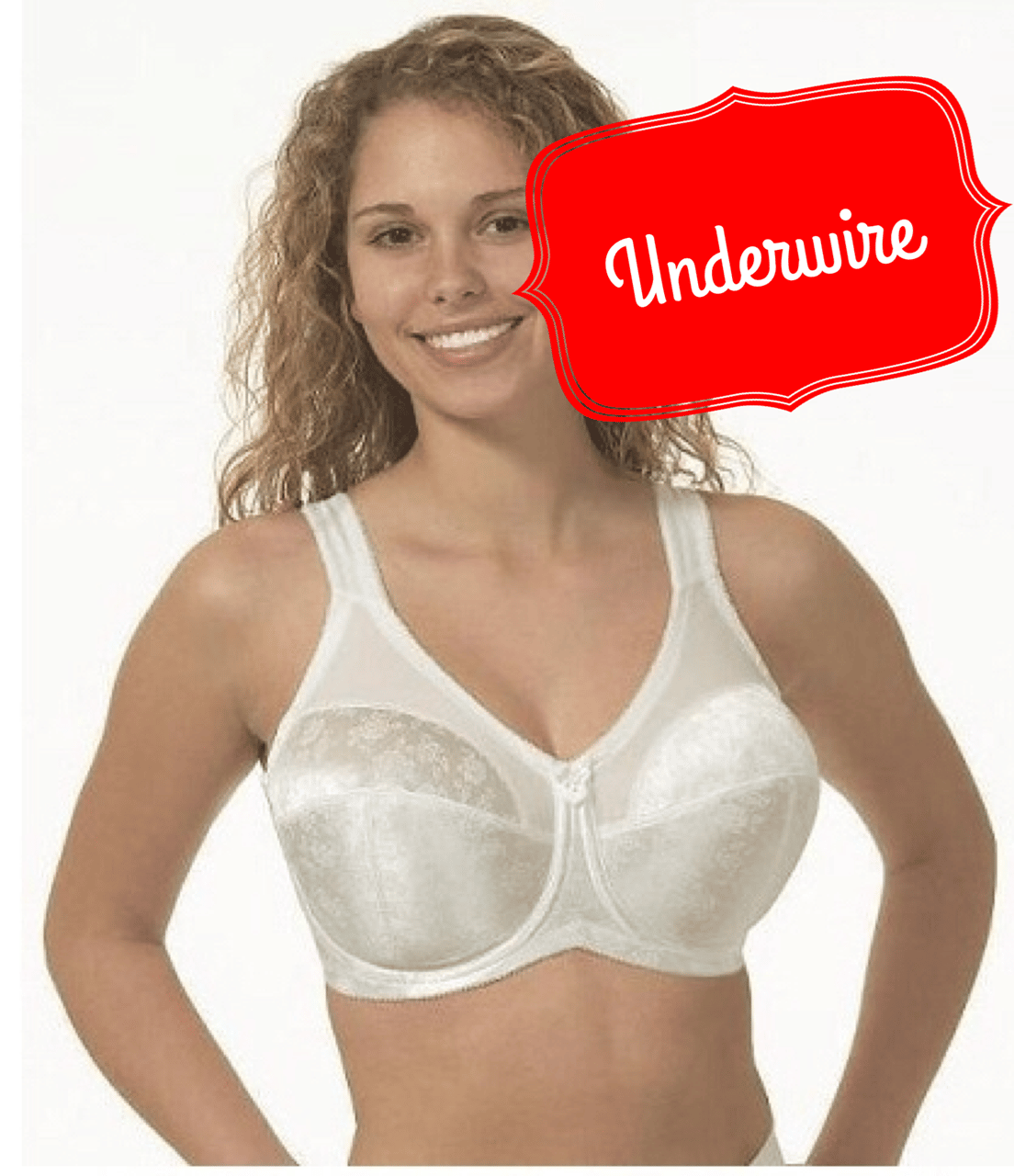 Cortland Intimates Style 7104 - Full Figure Underwire 3 Piece Cup with Lace  at  Women's Clothing store