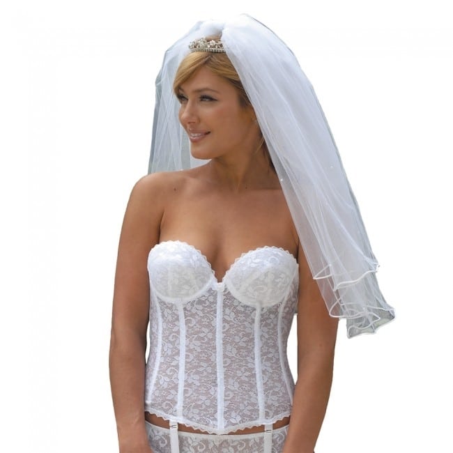 CARNIVAL 423 STRAPLESS BUSTIER LACE /SATIN TRICOT BRIDAL LOW BACK