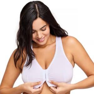 Glamorise #1908 Front-Closure Cotton T-Back Comfort No Wire Bra